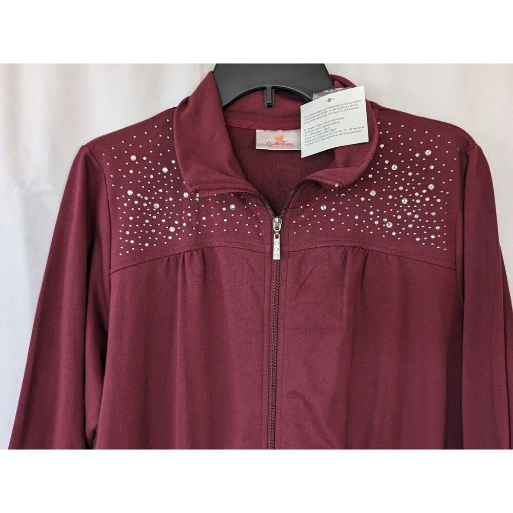 Quacker Factory Jacket Women's‎ Size Large Full Zip Embellished Pockets Red NEW - Picture 3 of 5